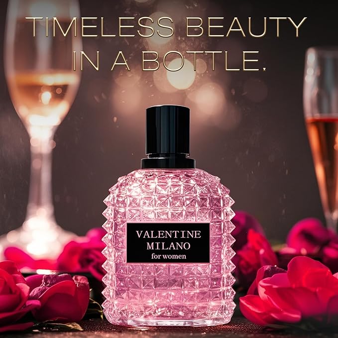 4PCS Perfume Set for Women - Floral Fragrance Gift Set with Vanilla,Sweet Fruity, Eau De Parfume| 3.4 Fl Oz Each Women's Cologne(Valentine Milano,Valuable,Sweet Cherry,Floral Bloom)