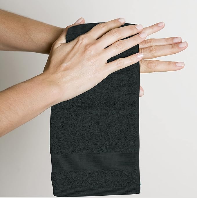 Premium Wash Cloths Pack of 12 (13" x 13") 100% Ring Spun Cotton | Luxury Washcloths | Ultra Soft Face Towels | Highly Absorbent Wash Cloths for face (Black)