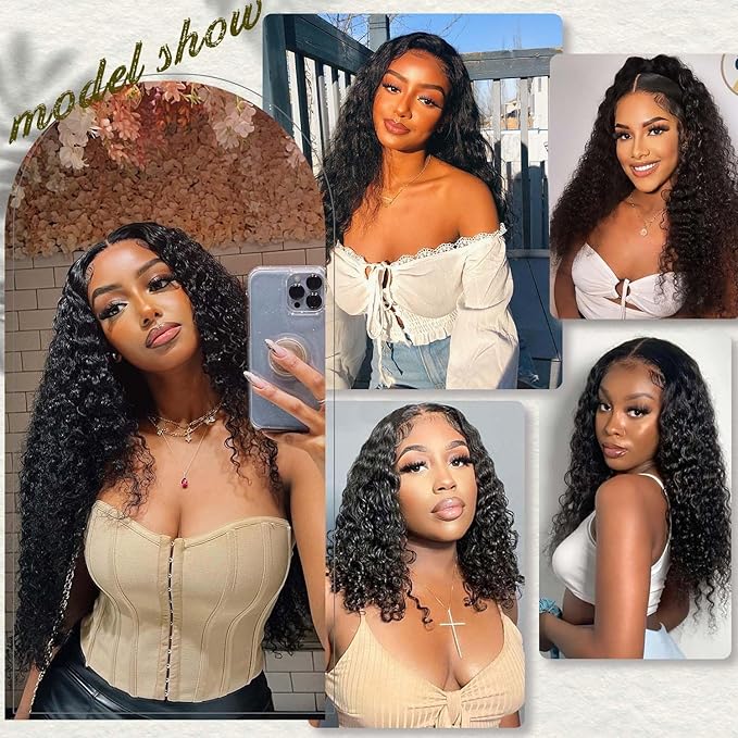 12A Deep Wave Human Hair Bundles 4 Pcs 18 20 22 24 Inch 100% Unprocessed Virgin Remy Hair Natural Black Water Wave Human Hair Extensions For Black Women