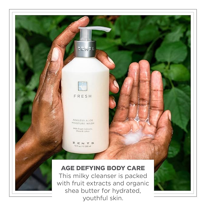 Zents Hand & Body Wash (Fresh Fragrance) | Hydrating Anti-Aging Cleanser with Organic Shea Butter & Aloe for Dry Skin | Gentle & Nourishing | 10 fl oz