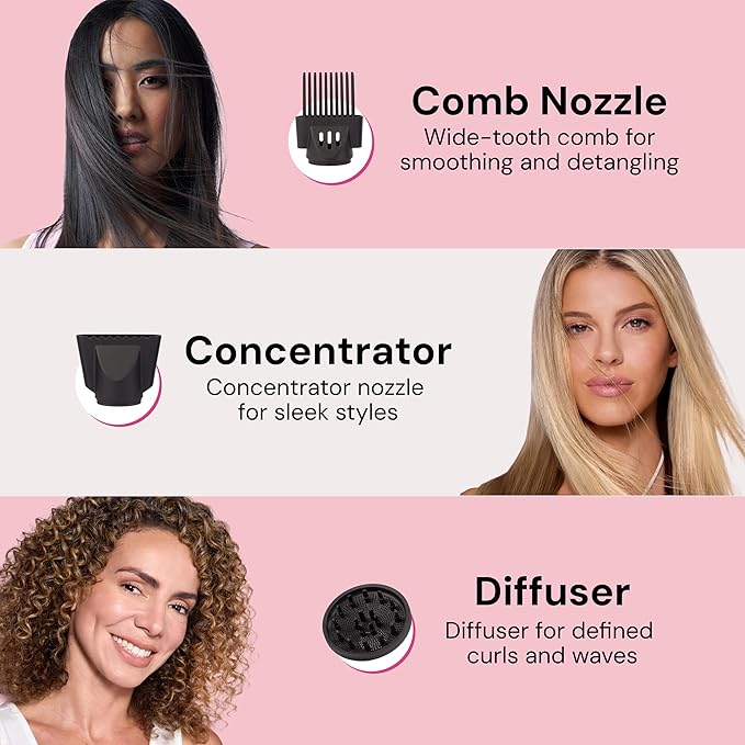 L'ANGE HAIR PowerStyle Ionic Turbo Hair Dryer | 1875W Fast Drying & Precision Styling for Long-Lasting, Frizz-Free Looks | Advanced Ionic Technology Smooths & Shines Hair (Black)