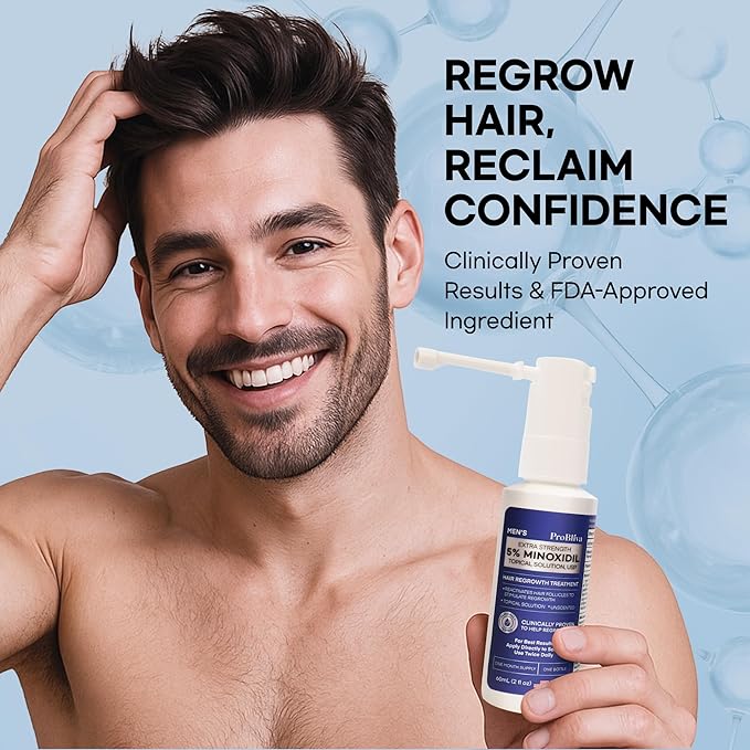 Minoxidil Hair Growth Treatment Spray: Clinically Proven 5% Minoxidil Treatment for Hair Loss & Thinning - Made in USA (2 Fl Oz (Pack of 2))