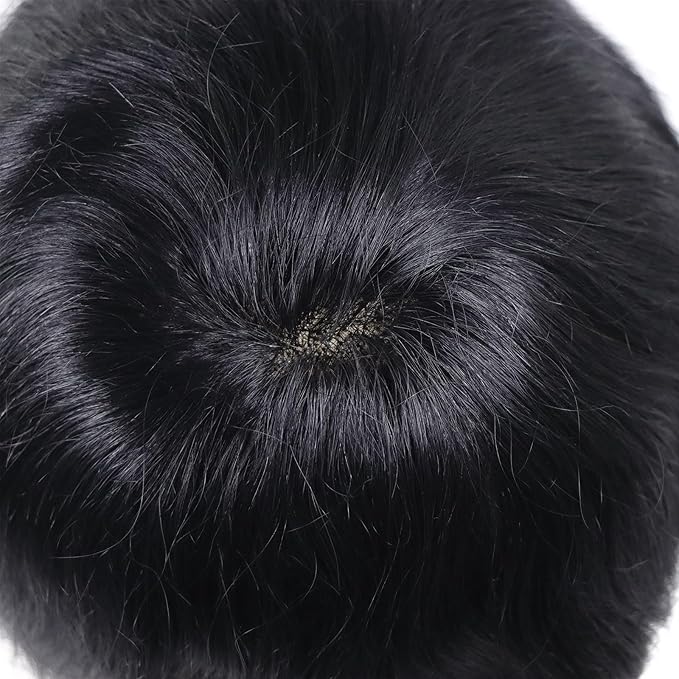 6x8 7x9 Hair Men’s Toupee Mono Lace PU Hairpiece Replacement Capillary Prosthesis System 100% Human Hair Breathable Durable Males Wig Natural Black (MONO Base, 6x9)