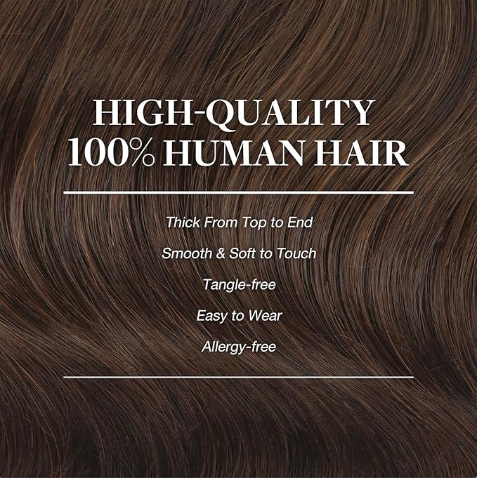 GOO GOO Clip in Hair Extensions Real Human Hair, Remy Human Hair Extensions Clip ins for Women, Natural Human Hair, 22inch 170g 7Pcs, #4A Chocolate Brown