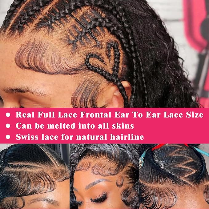 Deep Wave Lace Front Wigs Human Hair 13x6 Hd Transparent Deep Curly Wig For Women 180% Density Wet And Wavy Glueless Wigs Plucked With Baby Hair Natural Black Color True To Length 28 Inch