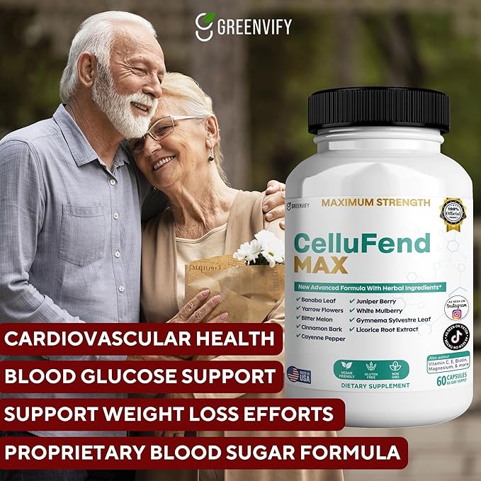 Cellufend Max Herbal Supplement with Banaba Leaf, Juniper Berry, 60 Capsules (5)