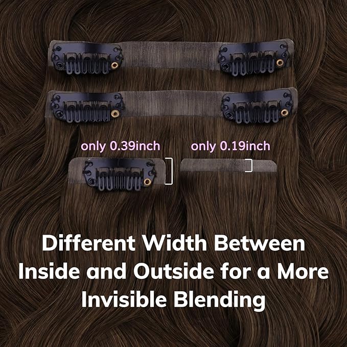IDN BEAUTY Seamless Clip In Hair Extensions Real Human Hair Chocolate Brown Body Wave Seamless Clip Ins For Black Women PU Weft Invisible Edge Thick Ends 110g 16 Inch 7pcs Colored Extensions