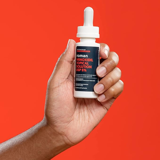 Roman Men's Topical Solution for Hair Regrowth | 5% Minoxidil, Unscented, 3-Month Supply