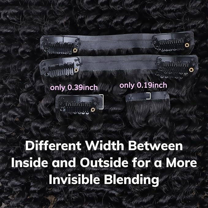 IDN BEAUTY Seamless Clip In Hair Extensions Human Hair Real Remy Virgin Human Hair Seamless Kinky Curly Clip Ins For Black Women PU Weft Invisible Edge Thick Soft Hair 150g 9Pcs 20 Inch