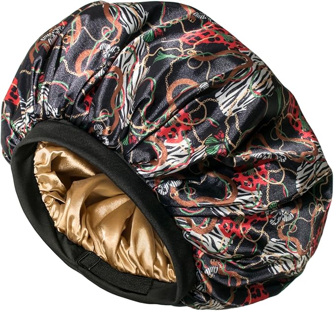 CAPLORD Double Sided Satin Bonnet for Sleeping - Adjustable Silk Sleep Cap for Women and Men