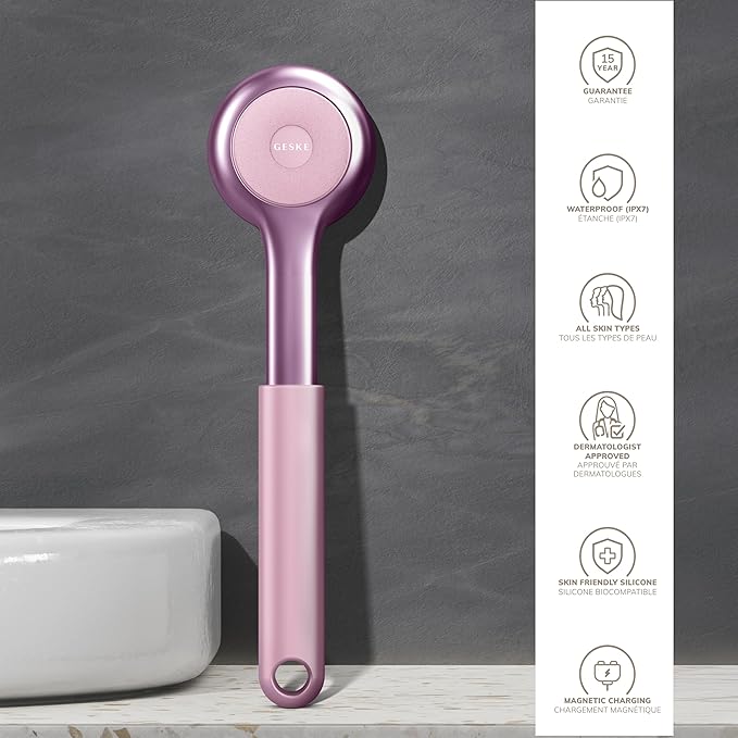 GESKE Sonic Full-Body Brush & Intensive Exfoliator | 8 in 1 | Electric Body Cleansing Brush | With SmartSonic Pulsations | Deep Cleansing, Exfoliation, Massage | Extendable Handle | Rough Skin Remover