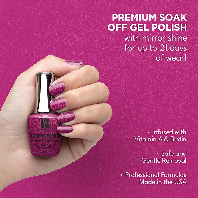RC Red Carpet Manicure Fortify & Protect LED Gel Nail Color - Long-Lasting, Vibrant, Professional, High Shine, Chip-Resistant - Infused with Vitamin A & Biotin (Up Close And Personal, 0.3 Fl Oz)