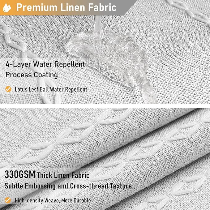 BTTN 80 Inch Long Shower Curtain - 72x80 Boho Chic Farmhouse Linen Thick Striped Fabric Shower Curtain Set with Plastic Hooks, Tall Rustic Country Luxury Cloth Shower Curtains for Bathroom - Grey