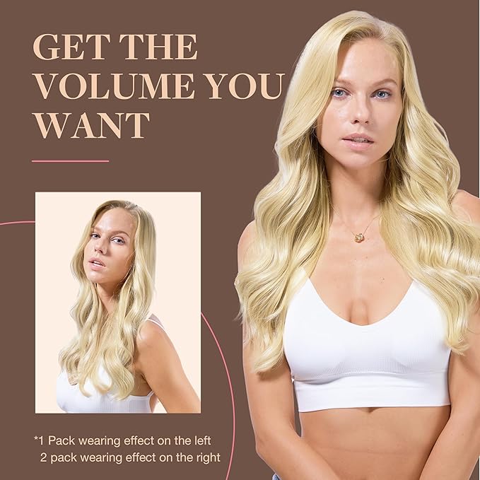 GOO GOO Clip in Hair Extensions Real Human Hair, Remy Human Hair Extensions Clip ins for Women, Natural Human Hair, 22inch 120g 7Pcs, #O7/60F