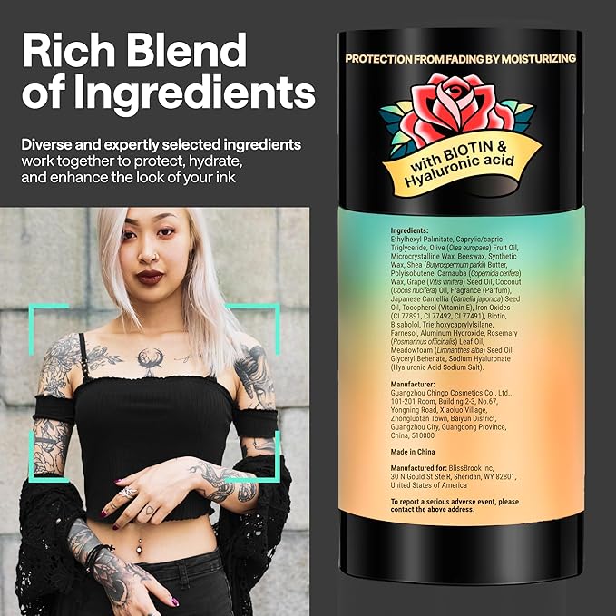 Tattoo Balm Stick – Maximum Strenght Tattoo Aftercare Healing Ointment – Travel Size Deluxe Tattoo Butter Moisturizer & Tattoo Numbing Cream, Lotion, Glide Alternative, Tattoo Care Supplies