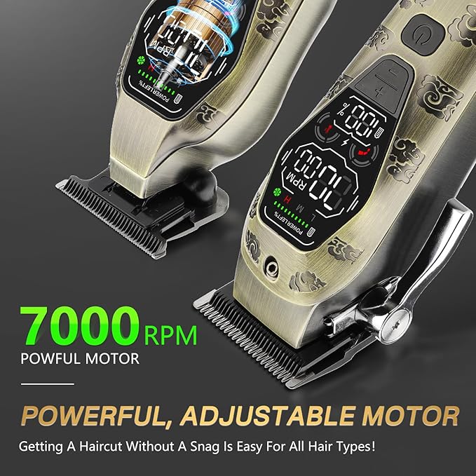 Professional Hair Clippers for Men T-Blade Barber Clippers and Trimmer Set Nose Hair Trimmer Foil Shavers for Men Clippers for Hair Cutting, LCD Display