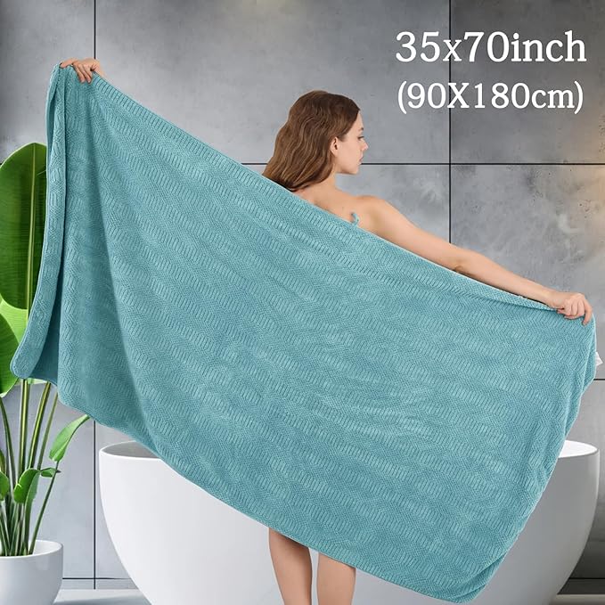 8 Piece Bath Towel Set-2 Oversized Bath Sheets(35"x70"),2 Hand Towels,4 Washcloths-Extra Large Microfiber Towel Sets,Less Lint Highly Absorbent & Quick Dry Bath Towels for Bathroom Gym Pool,Turquoise