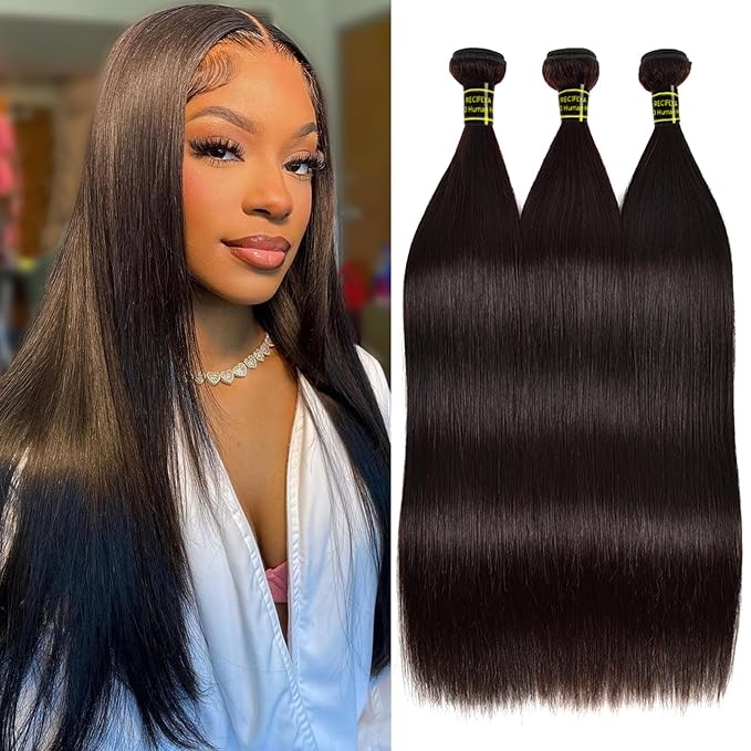 Straight Bundles Human Hair 20 22 24 Inch 10A 100% Unprocessed Brazilian Human Hair 3 Bundles Straight Hair Virgin Deals Human Hair Extensions Natural Color