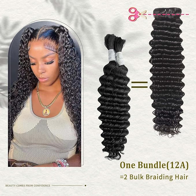 26 28 30 Inch Deep Wave Bundles Human Hair 3 Bundles 12A Grade 100% Unprocessed Brazilian Virgin Hair Bundles Wet and Wavy Bundles Double Weft Deep Wave Natural Black Color