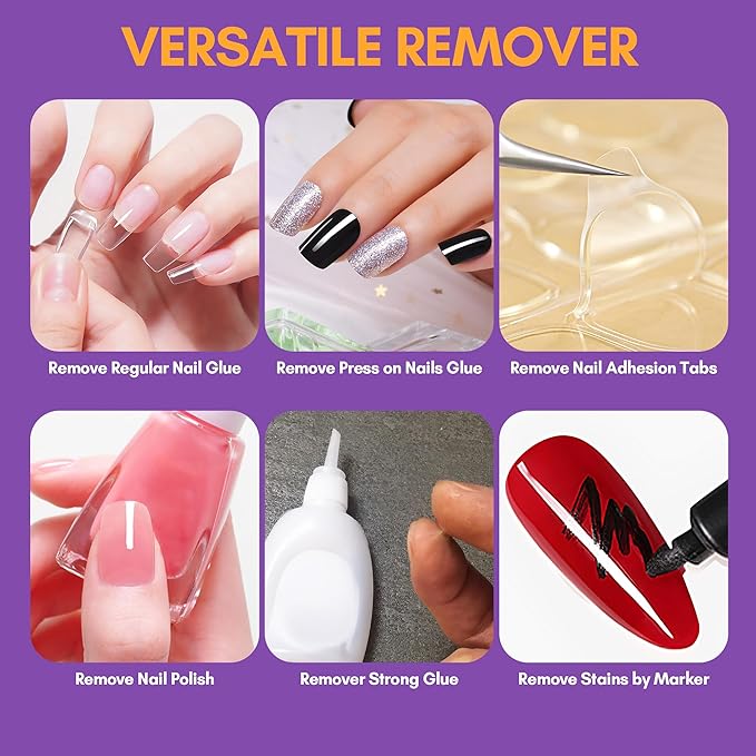 Makartt Nail Glue Remover for Press on Nails: 10ML Glue Off for Nail Tips Acrylic Nails Fake Nails Debonder Adhessive Remover Acetone-free Nail Polish Remover, Can't Remove Gel Nail Polish