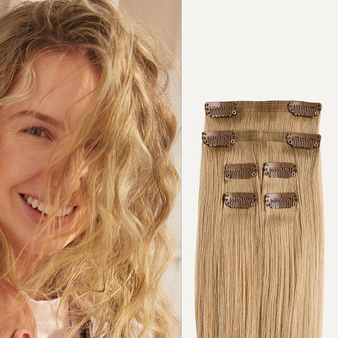 Luxy 100% Remy Human Hair Extensions for Thin Hair Thinning Hair Fill-Ins – 6 Seamless Wefts Multi-Dimensional Color Blend - Natural-Looking Volume & Coverage 50 grams 12" Blonde Balayage