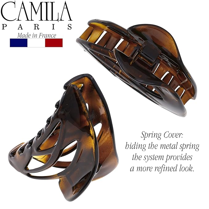 Camila Paris CP2296 French Hair Clip for Women, Large Dolphin Tortoise Shell, Girls Hair Claw Clips Jaw Fashion Durable and Styling Hair Accessories for Women, Strong Hold No Slip Grip Made in France