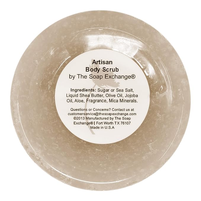 The Soap Exchange Sugar Body Scrub - Texas Leather Scent - Hand Crafted 16 fl oz / 480 ml Natural Artisan Skin Care, Shea Butter, Exfoliate, Moisturize, & Protect. Made in the USA.