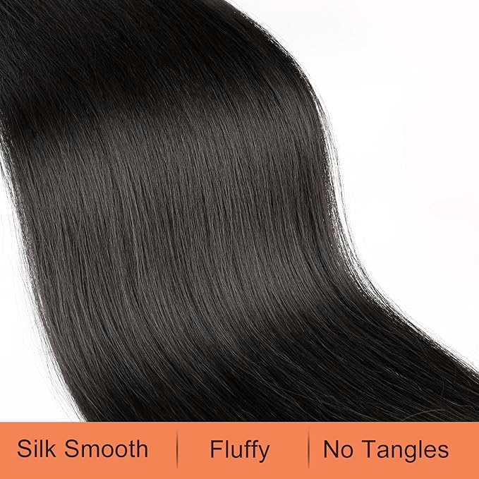 SEIKEA Ponytail Extensions Drawstring Long Straight Fake Pony Tail Natural Soft Clip in Hair Extension Synthetic Heat Resistant Hairpiece 20 Inch Black