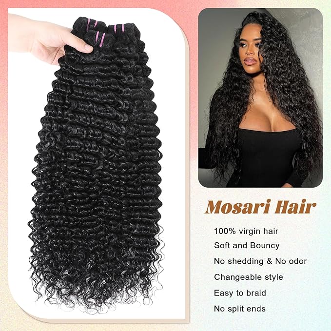 15A Raw Indian Human Hair Bundles Deep Wave Bundles Human Hair,Triple Lifespan Virgin Remy Hair,No Tangle Shedding,Keep Texture Silky Soft After Multiple Washes (3 Bundles Deep wave, 20 22 24)