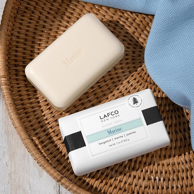LAFCO New York Bar Soap, Marine - 7 oz - Ultra-Hydrating, Natural Formula - All Skin Types - Made in Europe