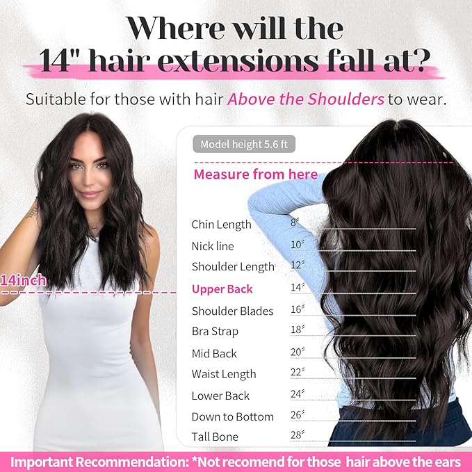 KooKaStyle Short Hair Extensions 6PCS 14 Inch Wavy Curly Hairpieces Synthetic Soft Lace Weft Clip in Hair Extensions-Balayage Dark Brown to Chestnut for Women