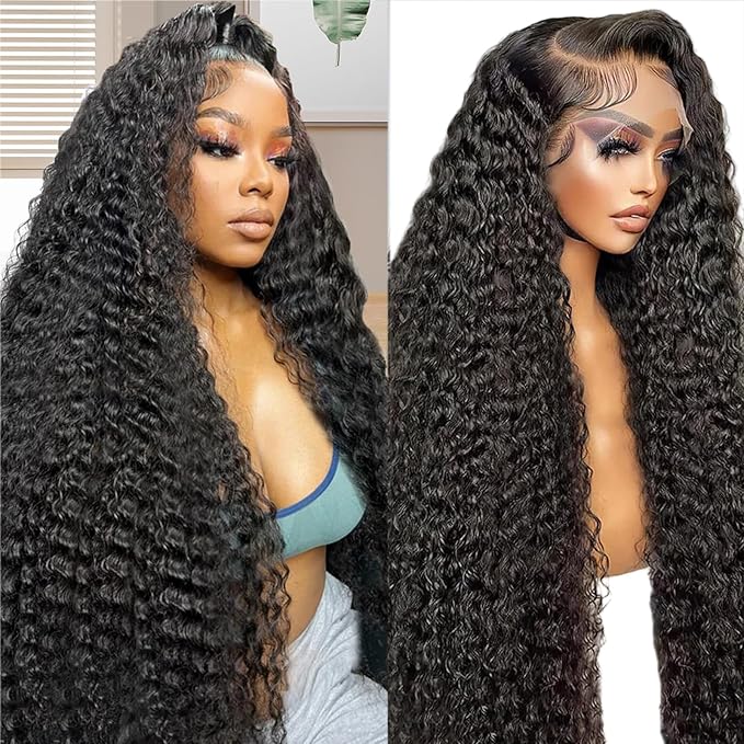 Wet and Wavy Human Hair Wig 13x6 Lace Front Wigs Human Hair Pre Plucked 200 Density Water Wave Wig for Women 32 Inch Natural Color