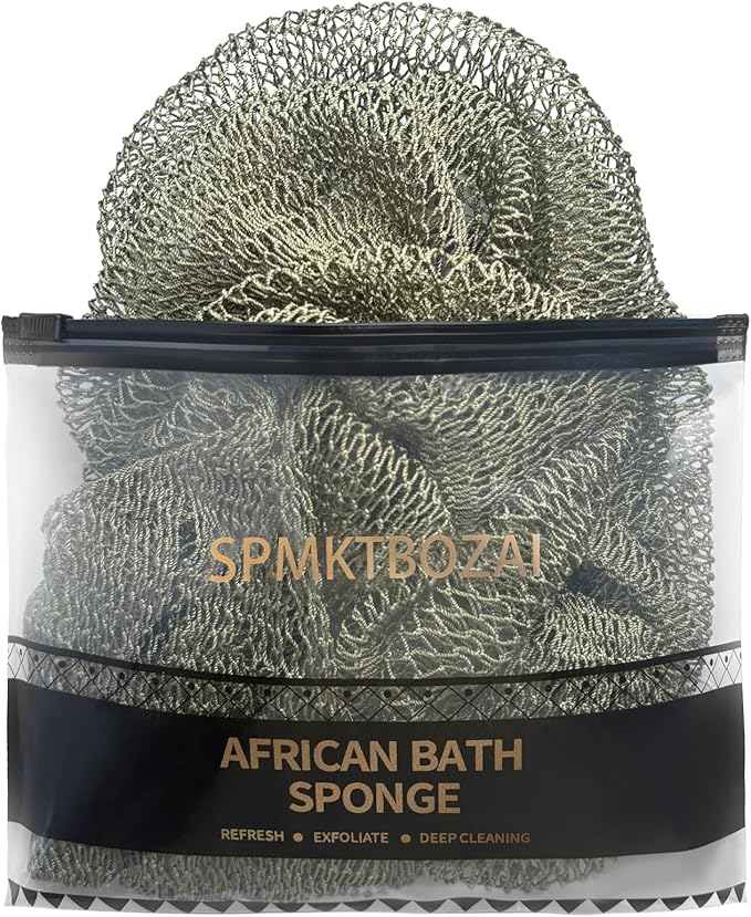 African Net Sponge Authentic, Loofah Exfoliating Body Scrubber Bath Sponge, African Exfoliating Net Sponge Back Scrubber Washcloth for Shower, Body Care Bathing Accessories (Olive Green)