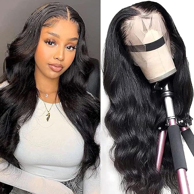 Human Hair Wig Body Wave Lace Front Wigs 180% Density 13x4 Pre Plucked Natural Hairline with Baby Hair HD Frontal Lace Wig For Women 18 inch