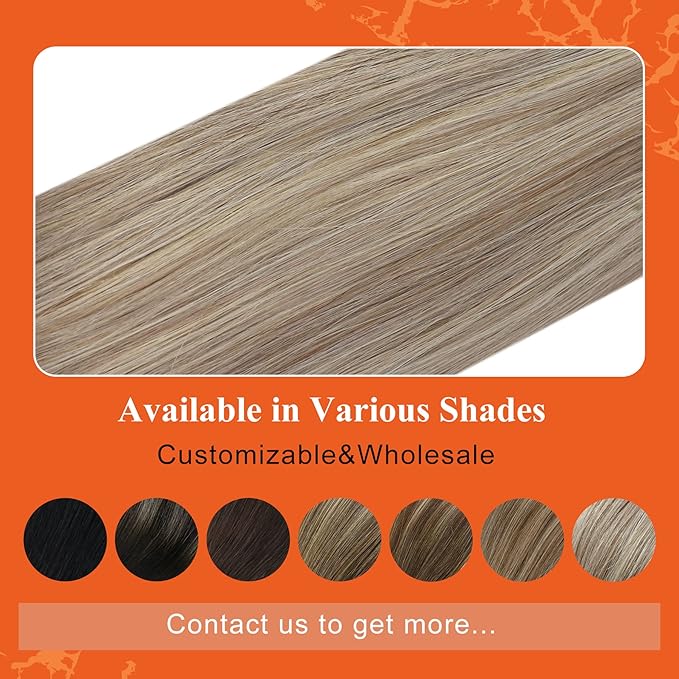 Full Shine Invisible Tape in Hair Extensions Color 18 Ash Blonde Highlight 613 Blonde Tape in Real Human Hair Extensions 20Inch Seamless Straight Remy Silky Skin Weft 20 Pcs 50 Grams Add Length