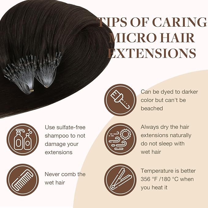 GOO GOO Micro Link Tip Hair Extensions, Real Human Hair, 18inch 50g 50S, Cold Fusion, Invisible Remy, 2 Dark Brown