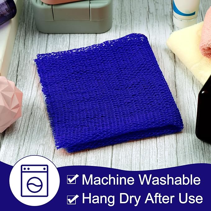 Geiserailie African Net Sponge Long Bathing Net Shower Body Scrubber Back Scrubber Skin Smoother Bathing Sponge for Daily Use or Stocking Stuffer(Blue)