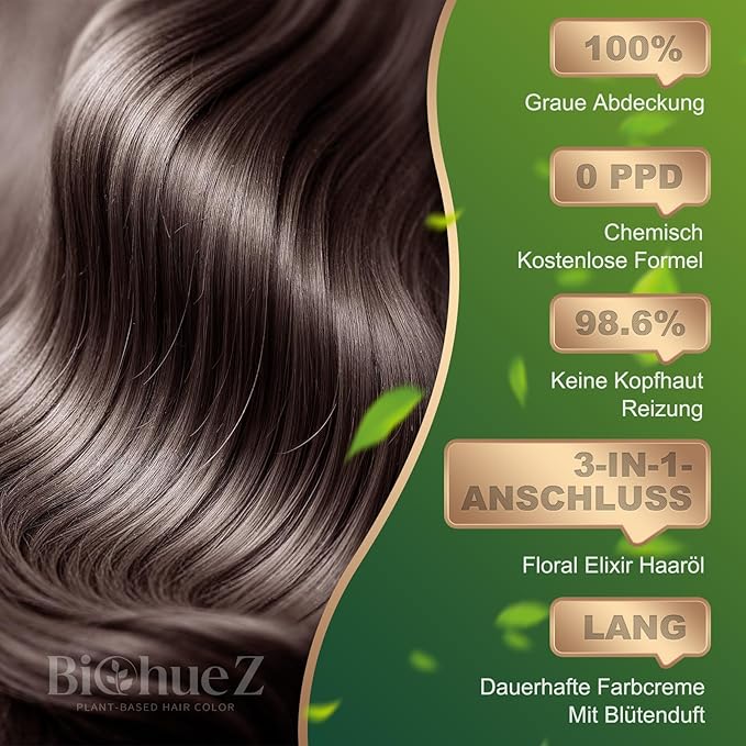 Permanent Hair Dye Hair Color for Gray Hair Coverage PPD-Free Hair Color Kit Medium Brown Hair Dye 3C Dark Mocha Brown Chocolate Brown