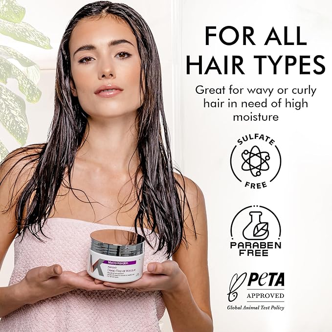 MK MYCRO KERATIN Keratin Keraxir Bonding Repair Hair Treatment - Deep Conditioner, Hair Mask for Damaged Hair, 8.45 Fl Oz