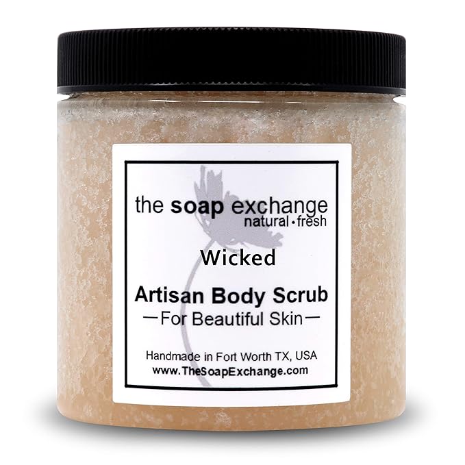 The Soap Exchange Sugar Body Scrub - Wicked Scent - Hand Crafted 16 fl oz / 480 ml Natural Artisan Skin Care, Shea Butter, Exfoliate, Moisturize, & Protect. Made in the USA.