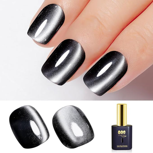 YTD Likomey Cat Eye Gel Nail Polish,Silk Glass 15ml Black Magnetic Shimmer Glitter Moonlight Jelly Shiny Salon Home Fall Winter UV Color Varnish with Magnet Stick,HEMA Free TPO Free,MY501