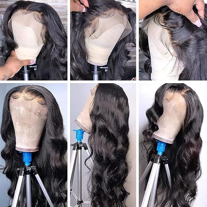 28Inch 13x6 Body Wave Lace Front Wigs Human Hair Pre Plucked with Baby Hair 200% Density Glueless Wigs for Women HD Transparent Lace Front Wigs with Natural Hairline