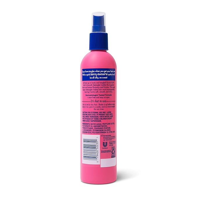 Suave Kids Detangler Spray For Tear-Free Styling, Berry Awesome Dermatologist-Tested Hair Detangler Formula 10 oz, Pack of 6