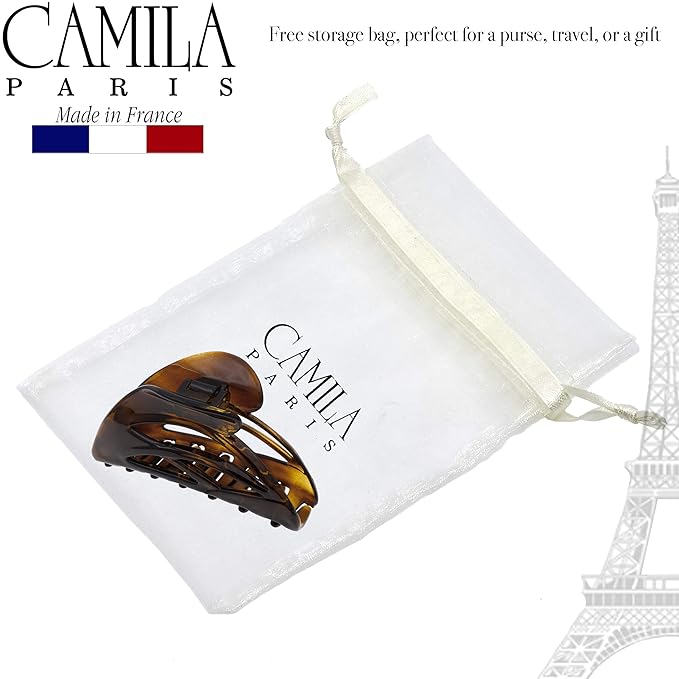 Camila Paris CP2296 French Hair Clip for Women, Large Dolphin Tortoise Shell, Girls Hair Claw Clips Jaw Fashion Durable and Styling Hair Accessories for Women, Strong Hold No Slip Grip Made in France