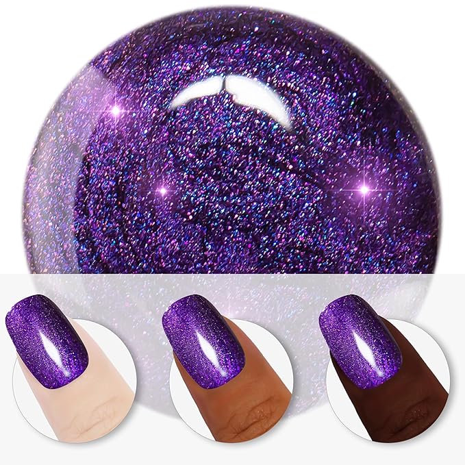 YTD Likomey Vintage Purple Glitter Gel Nail Polish,15ml Fall Winter High Pigment Shimmer Shiny Sparkly Salon Home DIY Manicure UV Color Varnish,SF404
