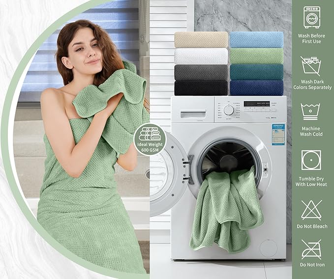 Extra Large Bath Towel Set of 4 (35"x70"),Oversized Bath Sheet Super Soft Highly Absorbent Jumbo Bathroom Towel Set Microfibers Quick Dry Shower Towel for Hotel,Bathroom,Guest,Spa,Gym (Green)