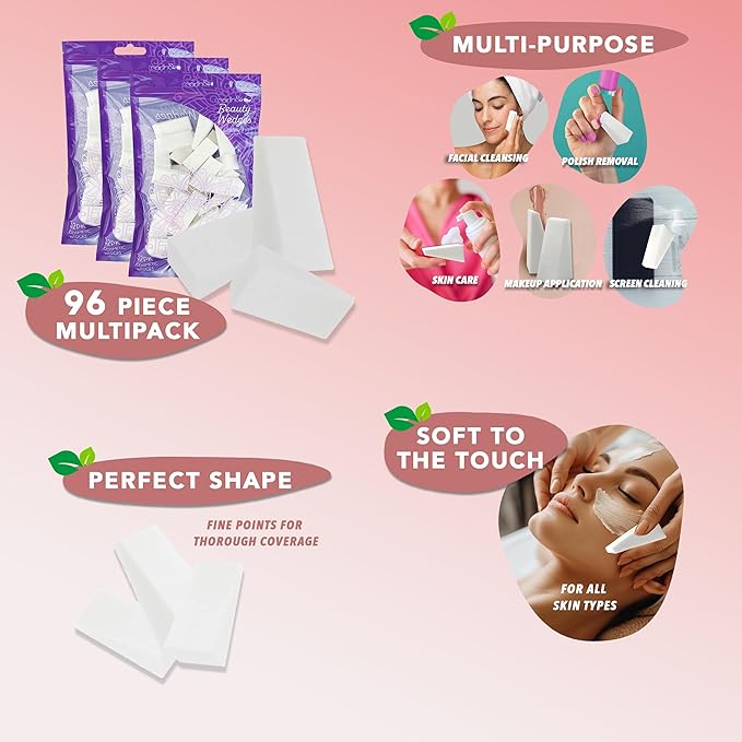 Earth & I - 96pc *PRE-CUT* Cosmetic Wedges for Makeup, Triangle makeup sponge, Disposable makeup sponges, Make up wedges sponges, ombre sponge for nails, face painting sponges, makeup wedges for pro