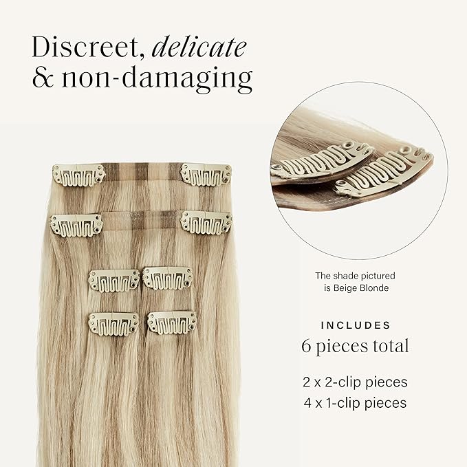 Luxy 100% Remy Human Hair Extensions for Thin Hair Thinning Hair Fill-Ins – 6 Seamless Wefts Multi-Dimensional Color Blend - Natural-Looking Volume & Coverage 80 grams 16" Dark Gray Thinning