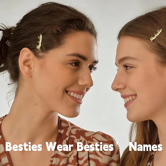Personalized Name Hair Clip Stainless Steel for Women, Custom Name SlideProof Bobby Pins Hairpin Exquisite Nameplate Barrette Hair Accessories