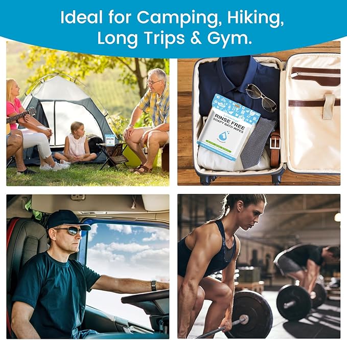 8 Pack Disposable Rinse Free Bath Sponges, No Rinse Bathing Wipes for Adults, Soap Infused Dry Shower Wipes for Elderly, Bedridden, Camping, Post Surgery(200PCS)